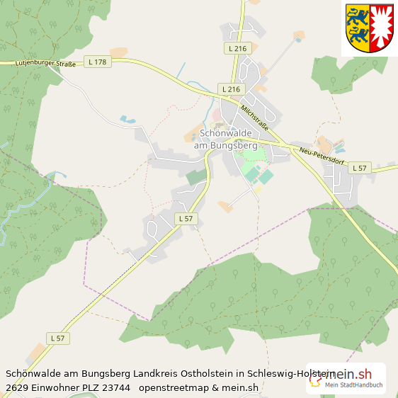 Schönwalde am Bungsberg Landkreis Ostholstein Lageplan © Openstreetmap Contributors Schönwalde am Bungsberg Landstadt Lageplan